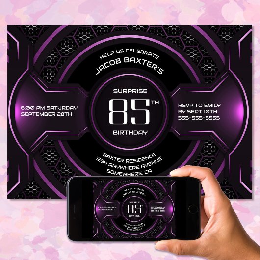 Black Pink Überraschung 85. Geburtstagsparty Einladung