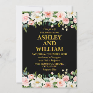 Black Pink und Gold Boho Bohemische Grüne Hochzeit Einladung