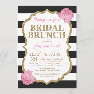 Black Pink und Gold Bridal Brunch Einladung