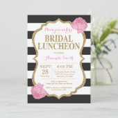 Black Pink und Gold Bridal Luncheon Einladung (Stehend Vorderseite)