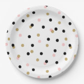 Black Pink und Gold Confetti Punkte Pappteller (Vorderseite)