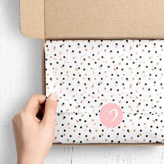 Black Pink und Gold Confetti Punkte Seidenpapier