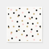 Black Pink und Gold Confetti Punkte Serviette (Vorderseite)
