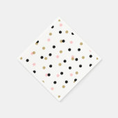 Black Pink und Gold Confetti Punkte Serviette (Ecke)