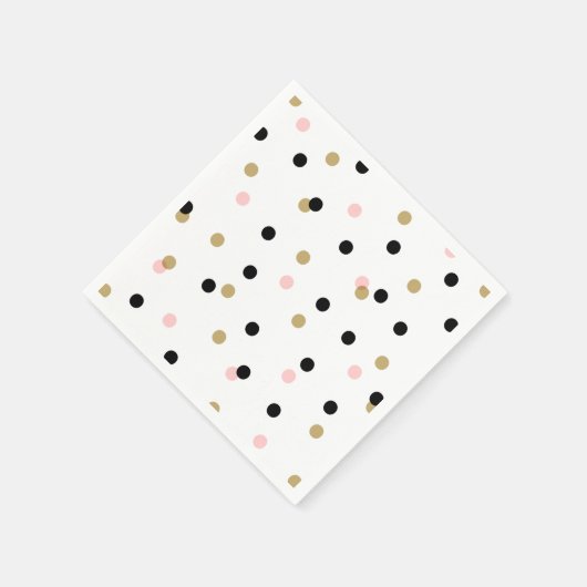 Black Pink und Gold Confetti Punkte Serviette (Ecke)