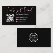 Black Pink Verbinden Sie mit uns Social Media QR C Begleitkarte (Vorne/Hinten)