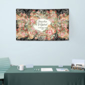 Black Pink Vintag Rose Bouquet Brautparty Banner (Messeveranstaltung)