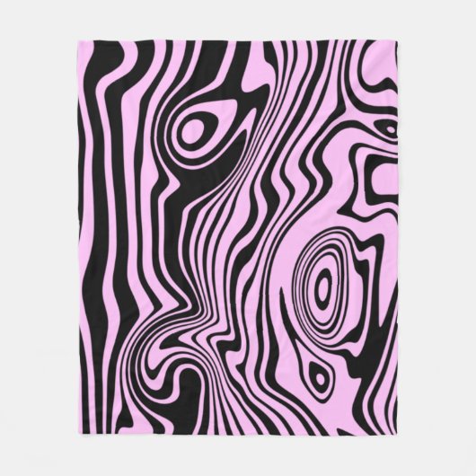 Black Pink Wavy Stripe Fleece Blanket (Vorderseite)