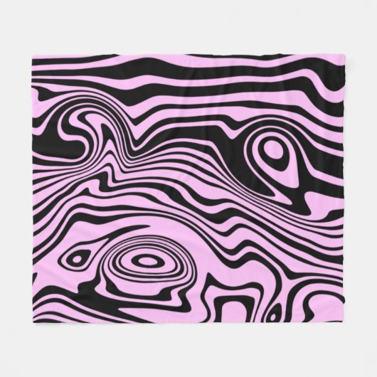 Black Pink Wavy Stripe Fleece Blanket (Vorderseite (Horizontal))