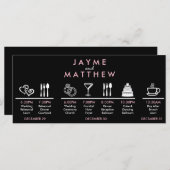 Black Pink Wedding Timeline Begrüßungstablett Hinw (Vorne/Hinten)