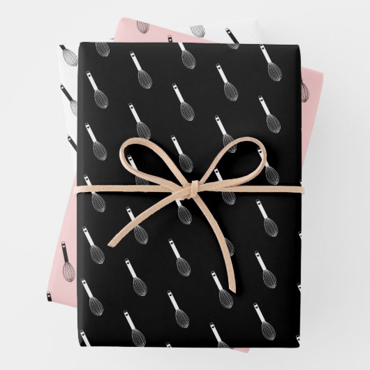 Black Pink White Balloon Whisk Patterns Geschenkpapier Set (Beispiel)
