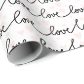 Black, Pink & White Love And Hearts Patterned Geschenkpapier (Rolleneckpunkt)