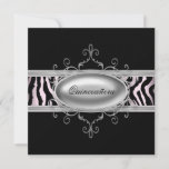 Black Pink Zebra Quinceanera Einladung<br><div class="desc">Schwarz rosa Zebra Quinceanera Einladungen. Schwarz rosa Zebra 16 . Geburtstag Geburtstagsfeier Einladungen. Schwarz rosa Zebra Bat Mitzvah Einladungen. Mädchen schwarz rosa Geburtstagsfeier Einladungen.</div>