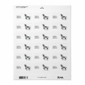 Black Pinto Cartoon Trotting Horting & Custom Text Adressaufkleber (Vorne)
