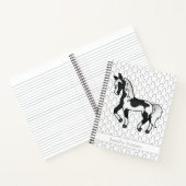Black Pinto Cartoon Trotting Horting & Custom Text Notizblock (Innenseite)