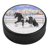 Black Pinto Piebald Sinti und Roma Vanner Entwurf Eishockey Puck (3/4)