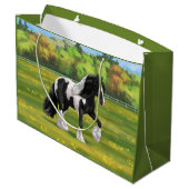 Black Pinto Piebald Sinti und Roma Vanner Entwurf Große Geschenktüte (Rückseite Schrägansicht)