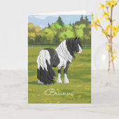 Black Pinto Piebald Sinti und Roma Vanner Entwurf  Karte (Gelbe Blume)