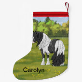 Black Pinto Piebald Sinti und Roma Vanner Entwurf  Kleiner Weihnachtsstrumpf (Rückseite)