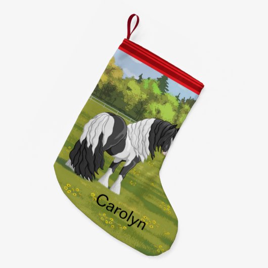 Black Pinto Piebald Sinti und Roma Vanner Entwurf  Kleiner Weihnachtsstrumpf (Vorderansicht (hängend))