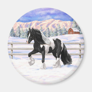 Black Pinto Piebald Sinti und Roma Vanner Entwurf  Magnet