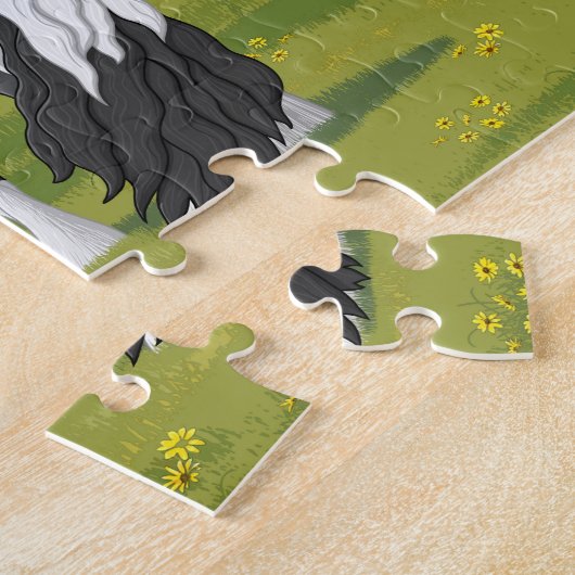 Black Pinto Piebald Sinti und Roma Vanner Entwurf Puzzle (Seite)