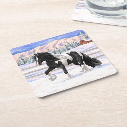 Black Pinto Piebald Sinti und Roma Vanner Entwurf Rechteckiger Pappuntersetzer (angewinkelt)