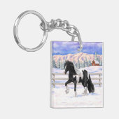 Black Pinto Piebald Sinti und Roma Vanner Entwurf  Schlüsselanhänger (Vorderseite links)