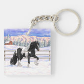 Black Pinto Piebald Sinti und Roma Vanner Entwurf Schlüsselanhänger (Rückseite)