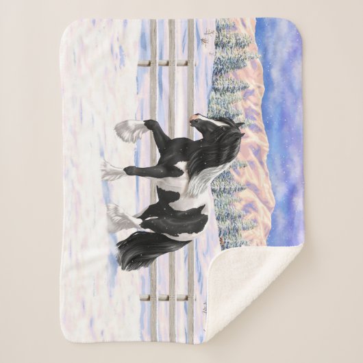 Black Pinto Piebald Sinti und Roma Vanner Entwurf  Sherpadecke (Vorderseite)