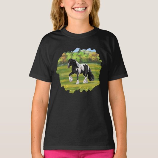 Black Pinto Piebald Sinti und Roma Vanner Entwurf T-Shirt (Vorderseite)