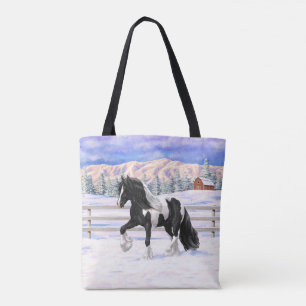 Black Pinto Piebald Sinti und Roma Vanner Entwurf Tasche