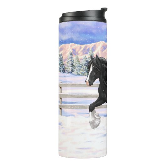 Black Pinto Piebald Sinti und Roma Vanner Entwurf  Thermosbecher (Nach links gedreht)