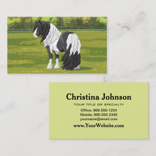 Black Pinto Piebald Sinti und Roma Vanner Entwurf  Visitenkarte (Vorne/Hinten)