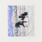 Black Pinto Piebald Sinti und Roma Vanner Entwurf Wandteppich (Vorderseite)