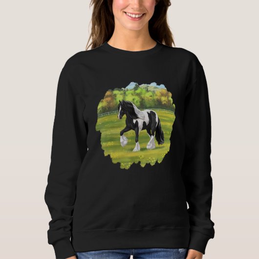 Black Pinto Piebald Sinti und Roma Vanner Irish Co Sweatshirt (Vorderseite)