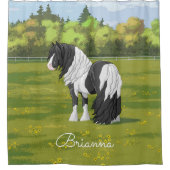 Black Pinto Piebald Sinti und Roma Vanner Pferdewe Duschvorhang (Vorderseite)