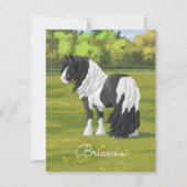 Black Pinto Piebald Sinti und Roma Vanner Pferdewe Einladung (Vorderseite)