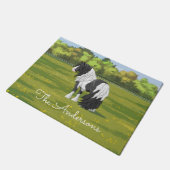 Black Pinto Piebald Sinti und Roma Vanner Pferdewe Fußmatte (Schrägansicht)