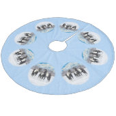 Black Pinto Quarter Pferde Paint Pferde im Schnee Fleece Weihnachtsbaumdecke (Schrägansicht)