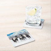 Black Pinto Quarter Pferde Paint Pferde im Schnee Rechteckiger Pappuntersetzer (Vor Ort)