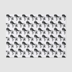 Black Pinto Shetland Pony Cartoon Pony Pattern Seidenpapier