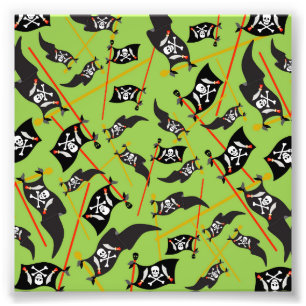 Black Pirate Flag Skulls White Bones Raiding Fotodruck