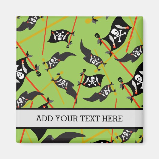 Black Pirate Flag Skulls White Bones Raiding Magnet (Vorne)