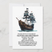 Black Pirate Ship Birthday Einladung (Vorderseite)