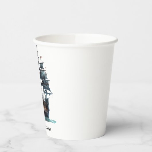 Black Pirate Ship Birthday Pappbecher (Links)