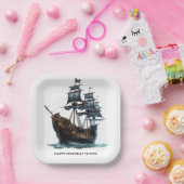 Black Pirate Ship Birthday Pappteller (Party)