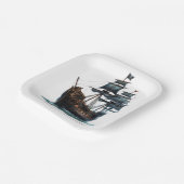 Black Pirate Ship Birthday Pappteller (Gewinkelt)