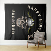 Black Pirate Skull Captain Jack BACKDROP Wandteppich (Beispiel (Horizontal))