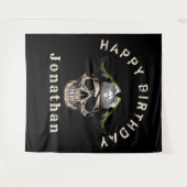 Black Pirate Skull Captain Jack BACKDROP Wandteppich (Vorderseite (Horizontal))